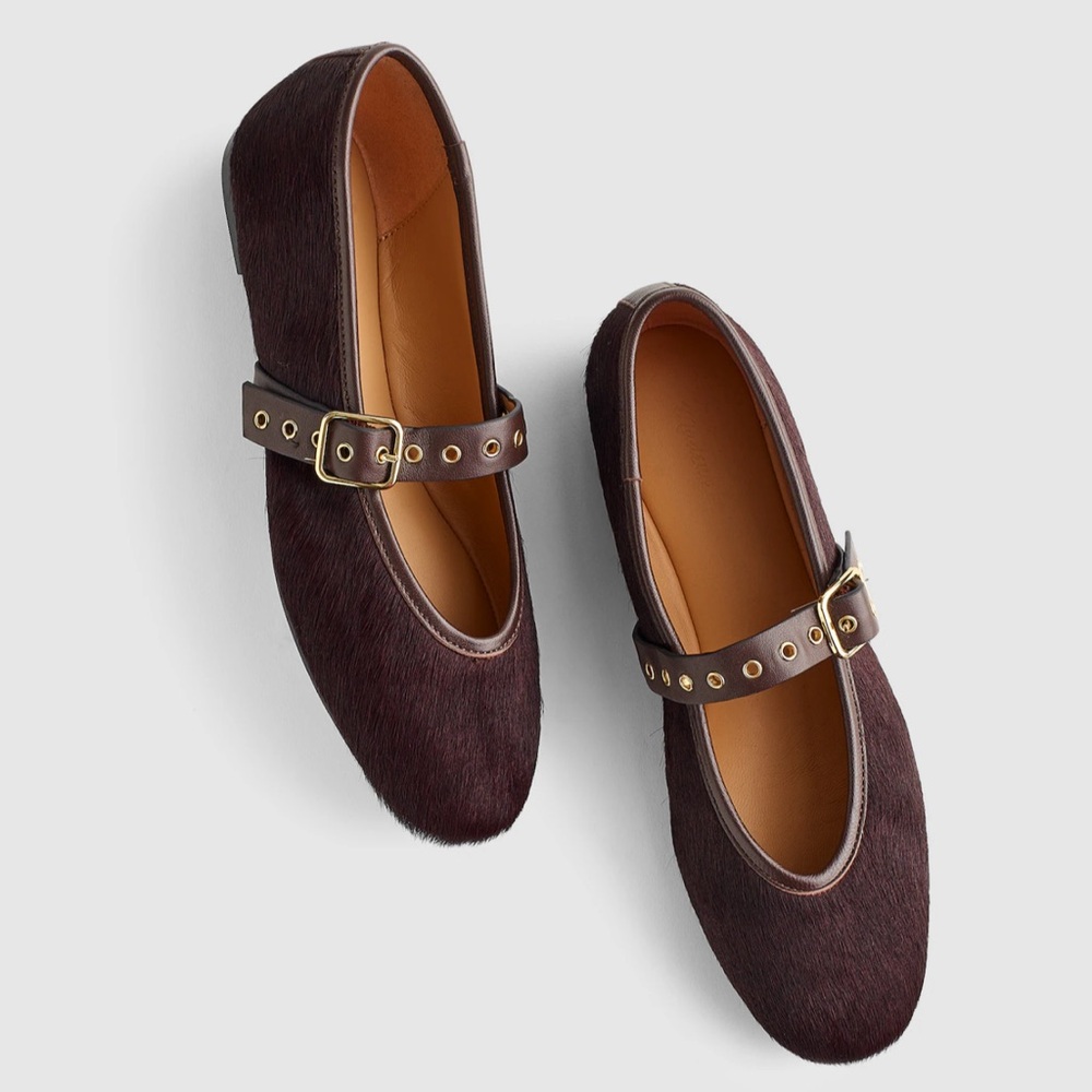 NWT Madewell Dark Brown Ponyhair Mary Jane Flats